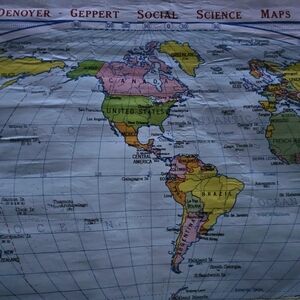 World Map Vintage  + Africa History School Roll up Map
